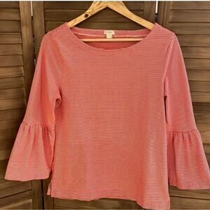 J.Crew Red and White Striped Top Medium